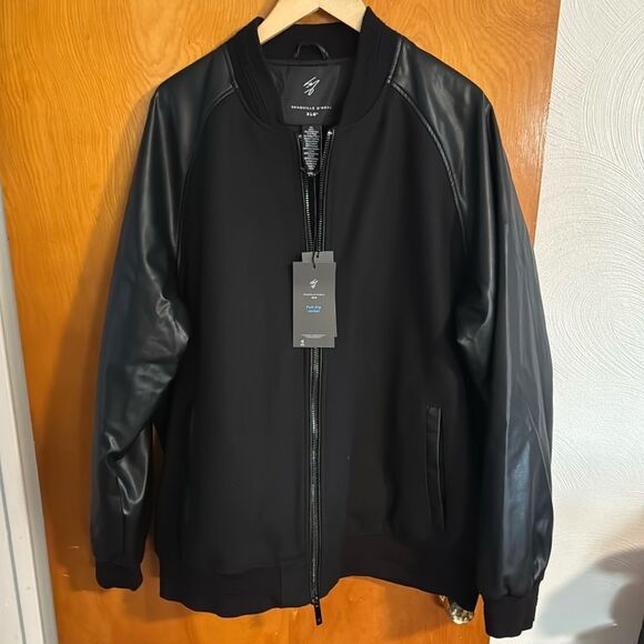 Black Bomber Jacket Mens 2XL Shaq Wool Blend - Picture 1 of 3